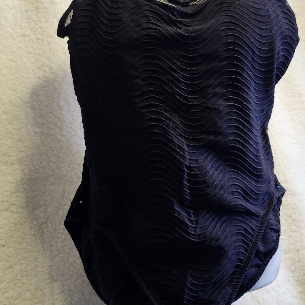 Textured Black Bathing Swimsuit